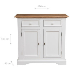 Estrutura de madeira sólida plano natural branco L110xPR45xH103 cm - Biscottini.it 2