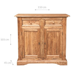 Credenza Country in legno massello di tiglio finitura naturale 110x45x103 cm 2