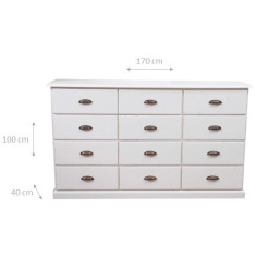 Cômoda country em madeira maciça de limão, acabamento branco antigo 170x40x100 cm 2