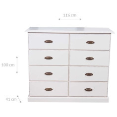 Cômoda country em madeira maciça de limão, acabamento branco antigo 116x41x100 cm 2