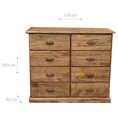 Cassettiera Country in legno massello di tiglio finitura naturale 116x41x100 cm 2