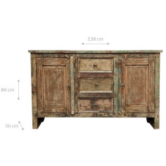 Aparador em madeira maciça reciclada W138XDP36xH84 cm - Biscottini.it 2