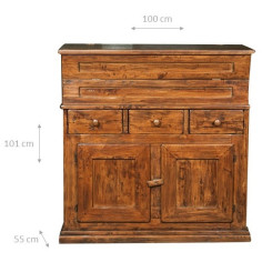 Madia in legno massello di tiglio finitura noce 100x55x101 cm 2