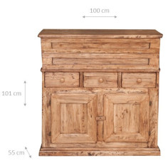 Madia in legno massello di tiglio finitura naturale 100x55x101 cm 2