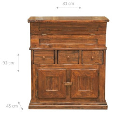 Madia in legno massello di tiglio finitura noce 81x45x92 cm 2