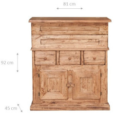 Madia in legno massello di tiglio finitura naturale 81x45x92 cm 2