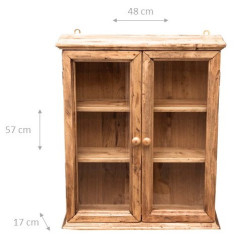 Vetrinetta Country da appendere in legno massello di tiglio finitura naturale 48x17x57 cm 2