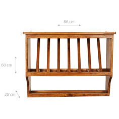 Piattaia Country in legno massello di tiglio finitura noce 80x28x60 cm 2