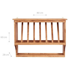 Piattaia Country in legno massello di tiglio finitura naturale 80x28x60 cm 2
