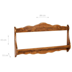 Piattaia Country in legno massello di tiglio finitura noce 84x11x43 cm 2