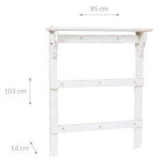 Attaccarame in legno massello di tiglio finitura bianca anticata 85x14x103 cm 2