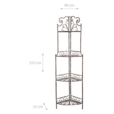 Etagere de canto, multifuncional, dobrável em ferro forjado com acabamento ferrugem antigo L46xDP32xH155 cm 2