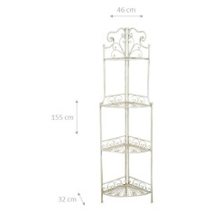 Etagere ad angolo, multifunzione, richiudibile in ferro battuto finitura bianca anticata L46xPR32xH155 cm - Biscottini.it 2