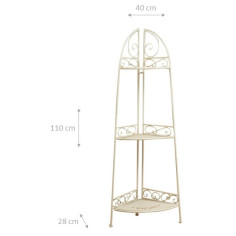 Etagere de canto multifuncional dobrável em ferro forjado, acabamento branco antigo L40xDP28xH110 cm 2