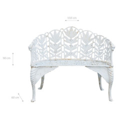 Banco de Arte Nova em ferro fundido branco finish L110xPR60xH90 cm 2