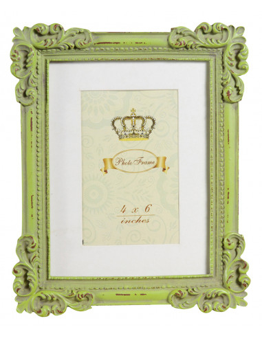 Portafoto da appoggio verticale/orizzontale in resina finitura verde anticata L20xPR2,5xH25 cm Portafoto da appoggio verticale/orizzontale in resina finitura verde anticata L20xPR2,5xH25 cm