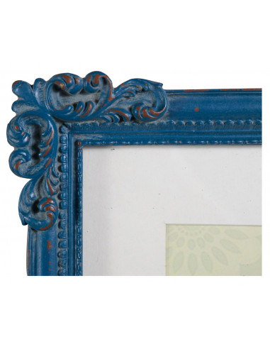 Moldura fotográfica independente vertical/horizontal em resina com acabamento azul antigo W26xDP2xH31 cm Moldura fotográfica independente vertical/horizontal em resina com acabamento azul antigo W26xDP2xH31 cm