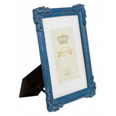 Moldura fotográfica independente vertical/horizontal em resina com acabamento azul antigo W26xDP2xH31 cm