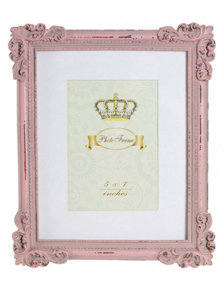 Portafoto da appoggio verticale/orizzontale in resina finitura rosa anticata L26xPR2xH31 cm