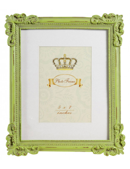 Moldura fotográfica independente vertical/horizontal em resina com acabamento verde antigo L26xDP2xA31 cm