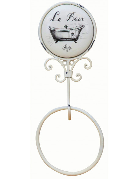 Portasciugamani da muro "Le Bain" in ferro battuto finitura Shabby 16x9,5x37 cm