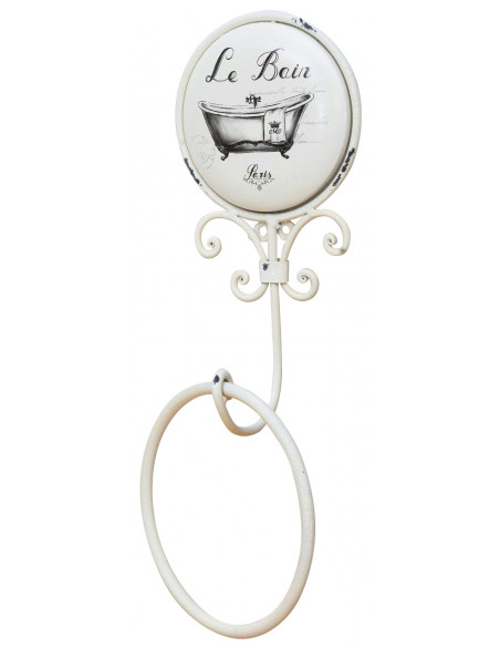 Rack de toalha de parede "Le Bain" ferro forjado Shabby finish 16x9,5x37 cm
