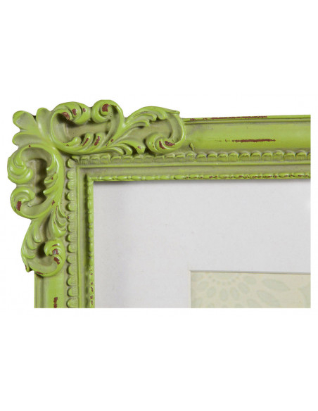 Moldura fotográfica independente vertical/horizontal em resina com acabamento verde antigo L26xDP2xA31 cm