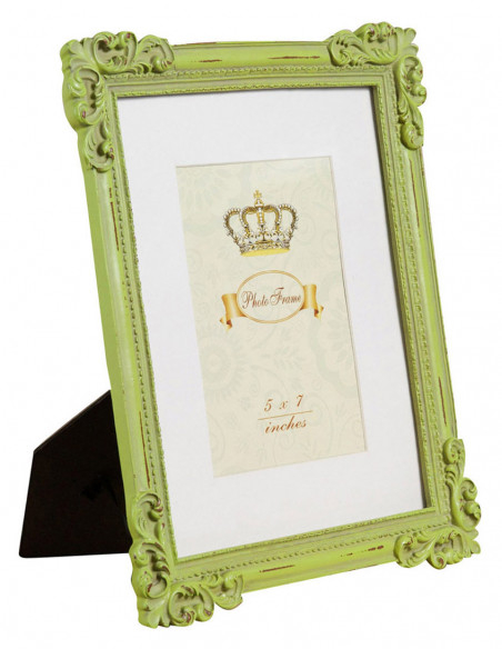 Moldura fotográfica independente vertical/horizontal em resina com acabamento verde antigo L26xDP2xA31 cm