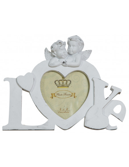 Moldura independente LOVE com acabamento em resina branca antiga W23xDP13xH18 cm