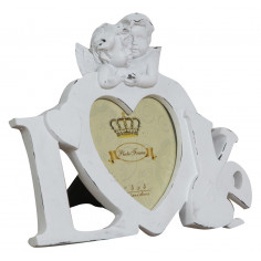 Moldura independente LOVE com acabamento em resina branca antiga W23xDP13xH18 cm