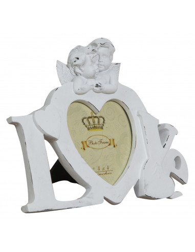 Moldura independente LOVE com acabamento em resina branca antiga W23xDP13xH18 cm