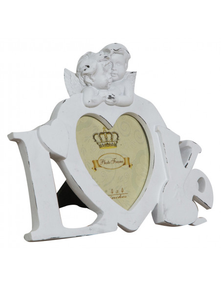 Moldura independente LOVE com acabamento em resina branca antiga W23xDP13xH18 cm