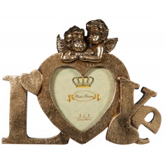 Portafoto LOVE da appoggio in resina finitura oro anticata L23xPR13xH18 cm 2