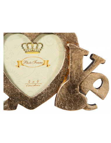 Portafoto LOVE da appoggio in resina finitura oro anticata L23xPR13xH18 cm Portafoto LOVE da appoggio in resina finitura oro anticata L23xPR13xH18 cm