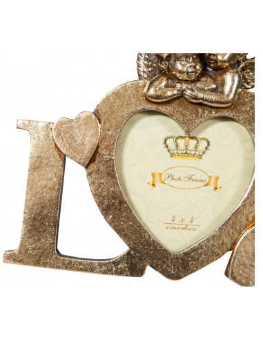 Portafoto LOVE da appoggio in resina finitura oro anticata L23xPR13xH18 cm Portafoto LOVE da appoggio in resina finitura oro anticata L23xPR13xH18 cm
