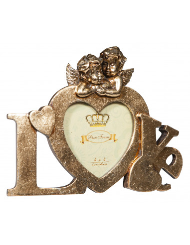 Moldura independente LOVE em resina com acabamento em ouro antigo W23xDP13xH18 cm