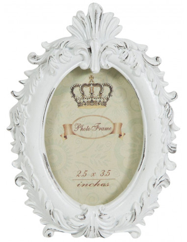 Portafoto da appoggio in resina finitura bianca anticata L10xPR2xH13,5 cm Portafoto da appoggio in resina finitura bianca anticata L10xPR2xH13,5 cm