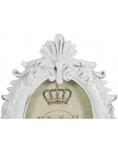 Portafoto da appoggio in resina finitura bianca anticata L10xPR2xH13,5 cm Portafoto da appoggio in resina finitura bianca anticata L10xPR2xH13,5 cm