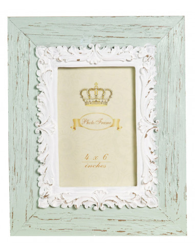 Moldura fotográfica independente vertical/horizontal em resina com acabamento verde antigo W20xDP2xH25 cm Moldura fotográfica independente vertical/horizontal em resina com acabamento verde antigo W20xDP2xH25 cm