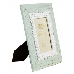 Moldura fotográfica independente vertical/horizontal em resina com acabamento verde antigo W20xDP2xH25 cm