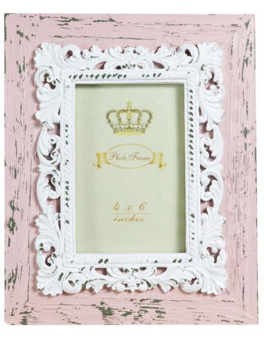 Portafoto da appoggio verticale/orizzontale in resina finitura rosa anticata L20xPR2xH25 cm Portafoto da appoggio verticale/orizzontale in resina finitura rosa anticata L20xPR2xH25 cm