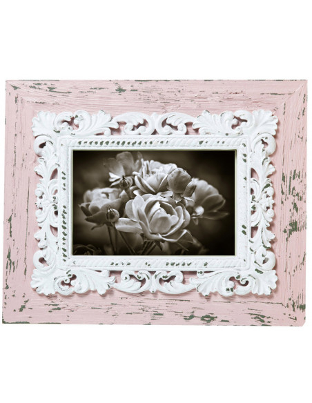 Suporte de fotografia vertical/horizontal resina finish antigo rosa L20xPR2xH25 cm