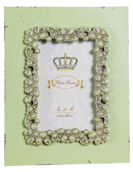 Moldura fotográfica independente vertical/horizontal em resina com acabamento verde antigo W20xDP2xH25 cm