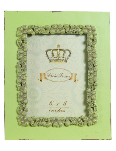 Portafoto da appoggio verticale/orizzontale in resina finitura verde anticata L31xPR2xH26 cm Portafoto da appoggio verticale/orizzontale in resina finitura verde anticata L31xPR2xH26 cm