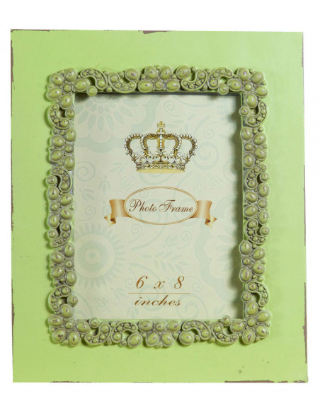 Moldura fotográfica independente vertical/horizontal em resina com acabamento verde antigo C31xDP2xH26 cm