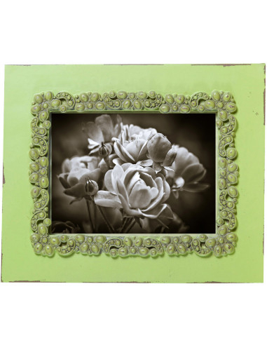 Portafoto da appoggio verticale/orizzontale in resina finitura verde anticata L31xPR2xH26 cm Portafoto da appoggio verticale/orizzontale in resina finitura verde anticata L31xPR2xH26 cm