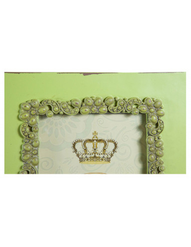 Portafoto da appoggio verticale/orizzontale in resina finitura verde anticata L31xPR2xH26 cm Portafoto da appoggio verticale/orizzontale in resina finitura verde anticata L31xPR2xH26 cm