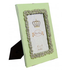 Moldura fotográfica independente vertical/horizontal em resina com acabamento verde antigo C31xDP2xH26 cm