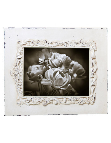 Portafoto da appoggio verticale/orizzontale in resina finitura bianca anticata L31xPR2xH26 cm Portafoto da appoggio verticale/orizzontale in resina finitura bianca anticata L31xPR2xH26 cm