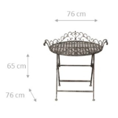 Mesa dobrável em ferro forjado com acabamento ferrugem antigo diam.72x65 cm 2